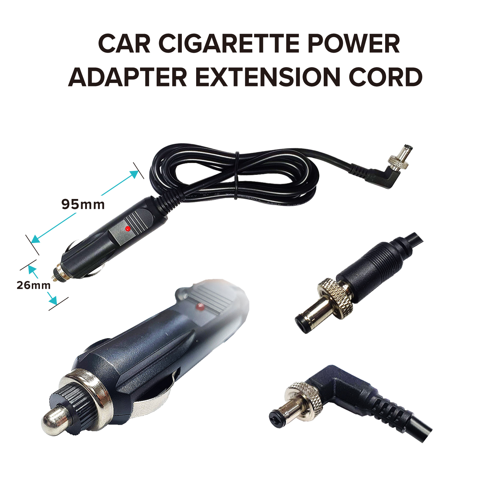 Car Cigarette Power Adapter Extension Cord 12V 5A Screw version_size