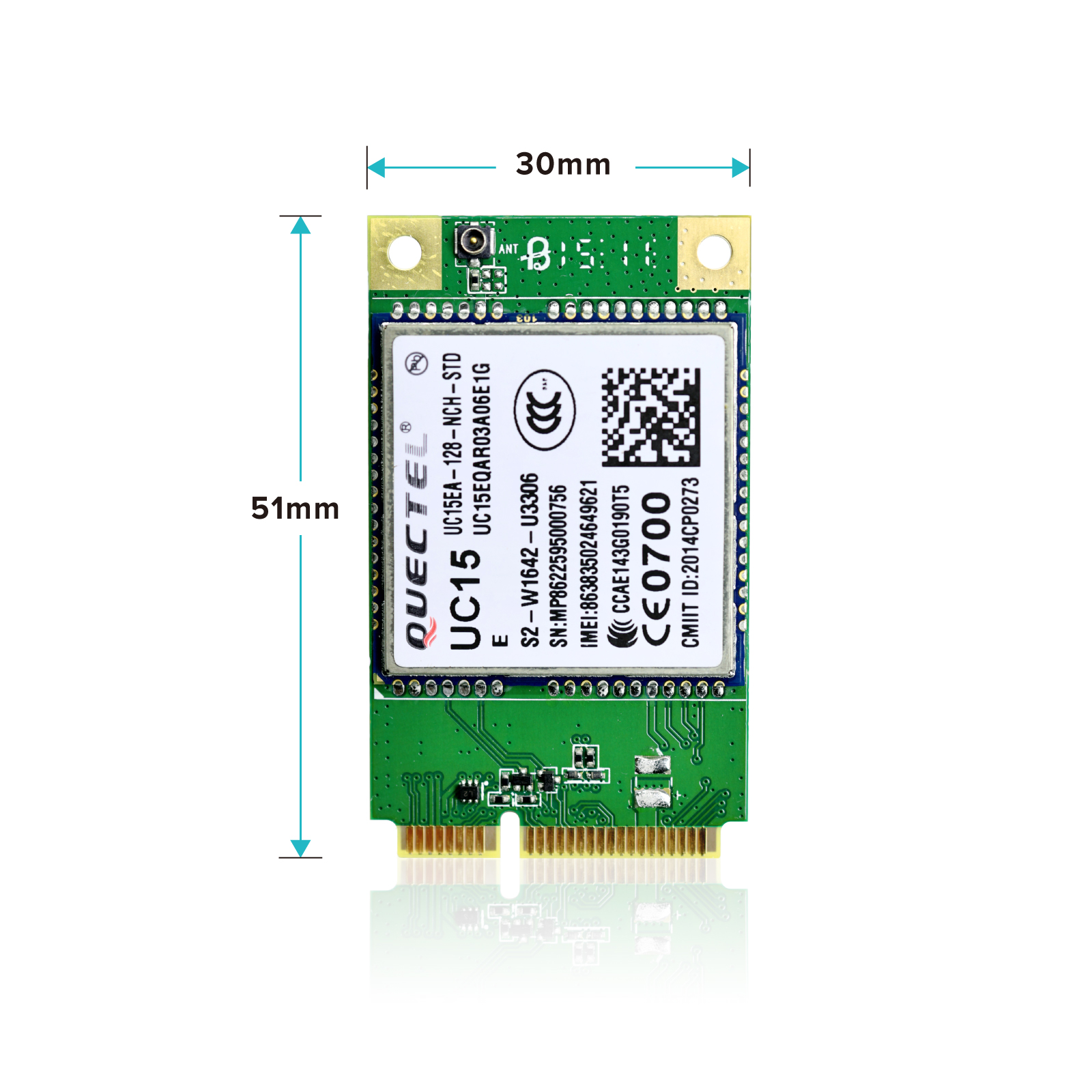 UC15EA-128-NCH-STD QUECTEL 3G Cellular Module HSDPA/UMTS Europe-Dimension