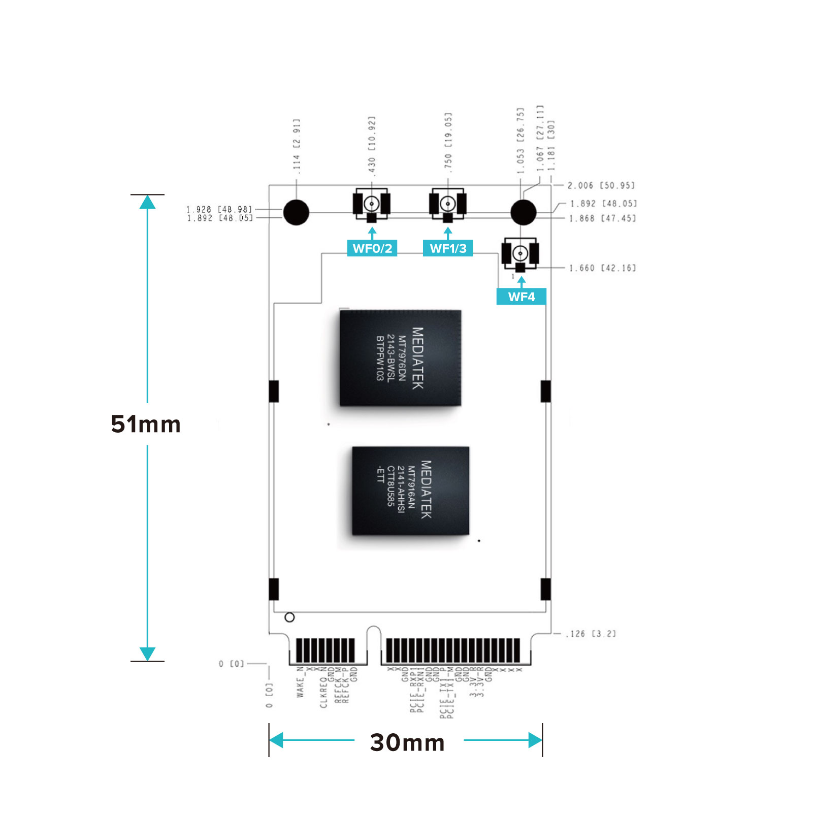 ミメイページ Wi-Fi 6E AX3000 Mini PCIe Module AW7916-NPD - AsiaRF