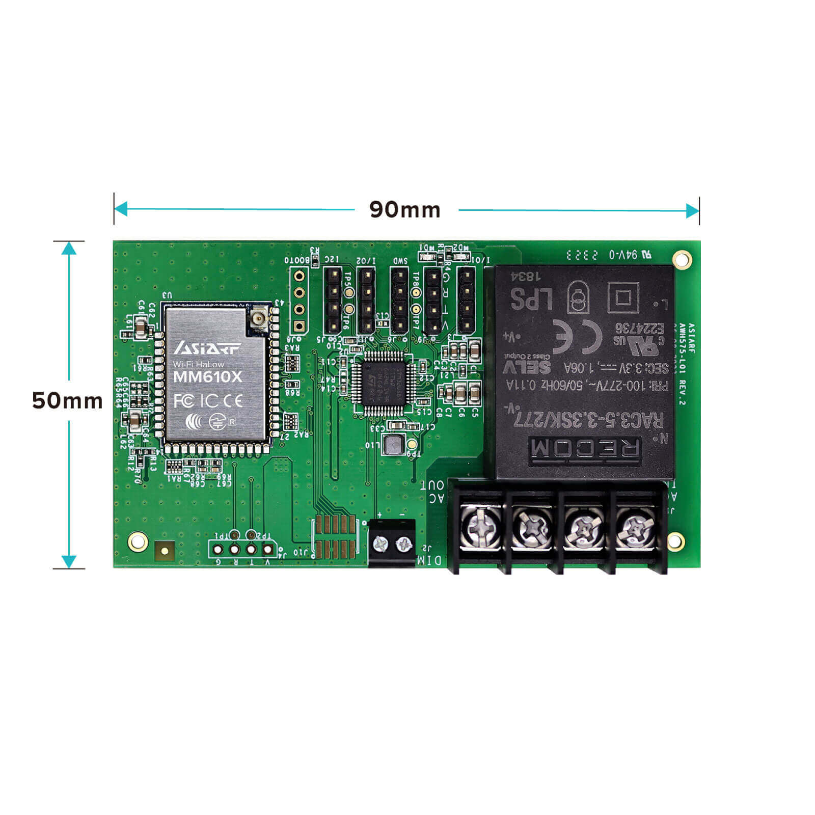 最高の動作を実現する Wi-Fi HaLow スターター キット、センサー、LED PWM 制御、UART、RS232、AC による GPIO、DC 入力 DP-575