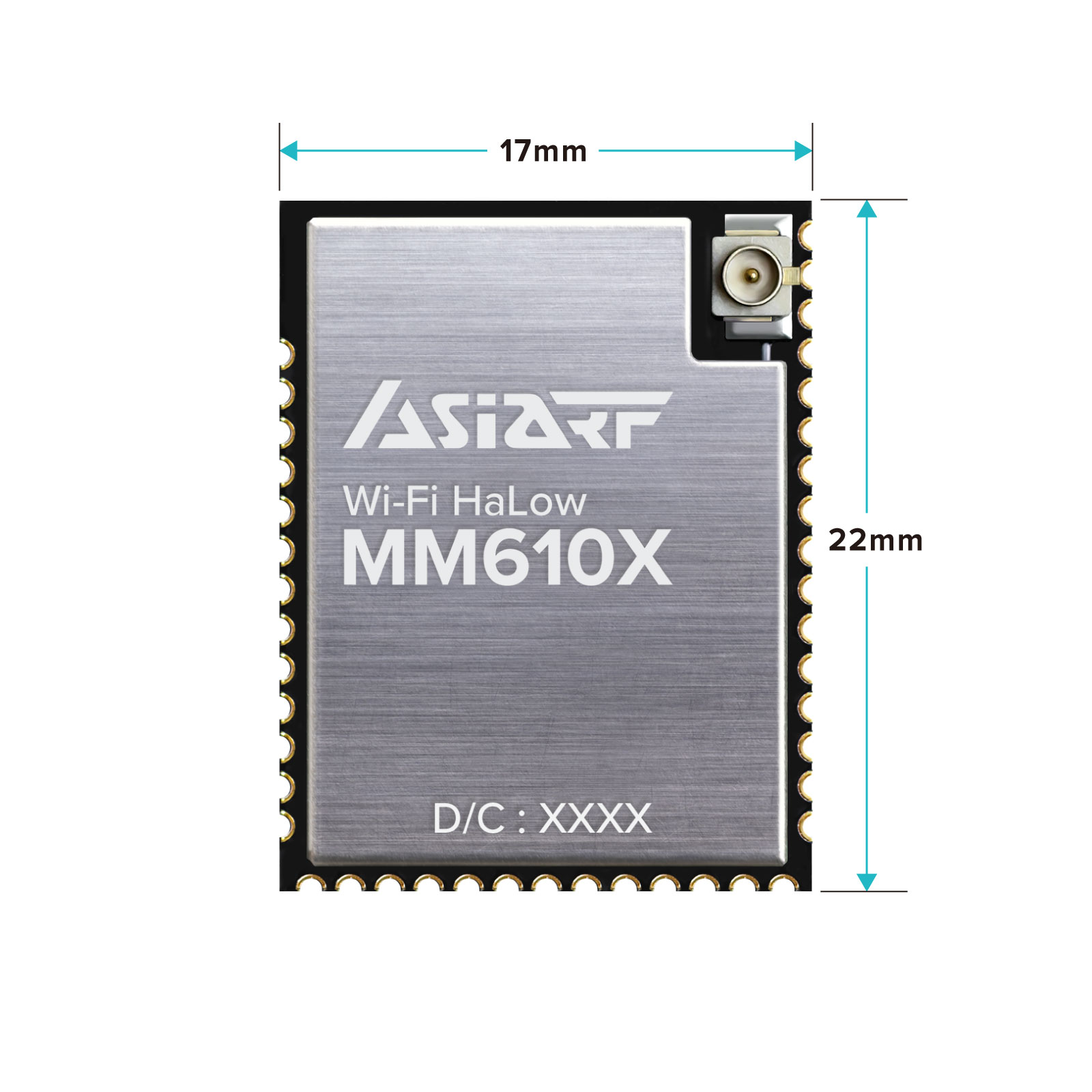Wi-Fi HaLow Module 1st Certificated FCC CE IC RCM TELEC NCC Sub-GHz MM610X-001_Size