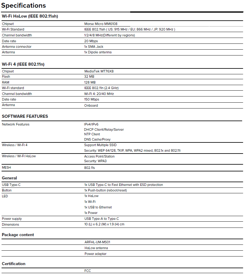 ARFHL-UM-MS01_Datasheet