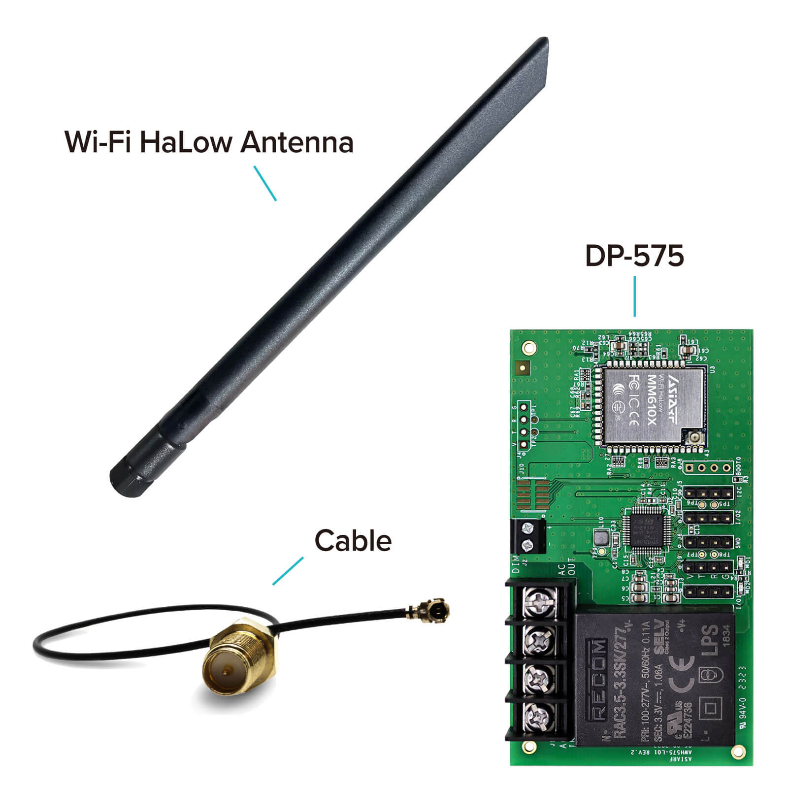 Wi-Fi HaLow Starter Kit for the best operating Sensors, LED PWM control, UART, RS232, GPIO by AC, DC input DP-575 package