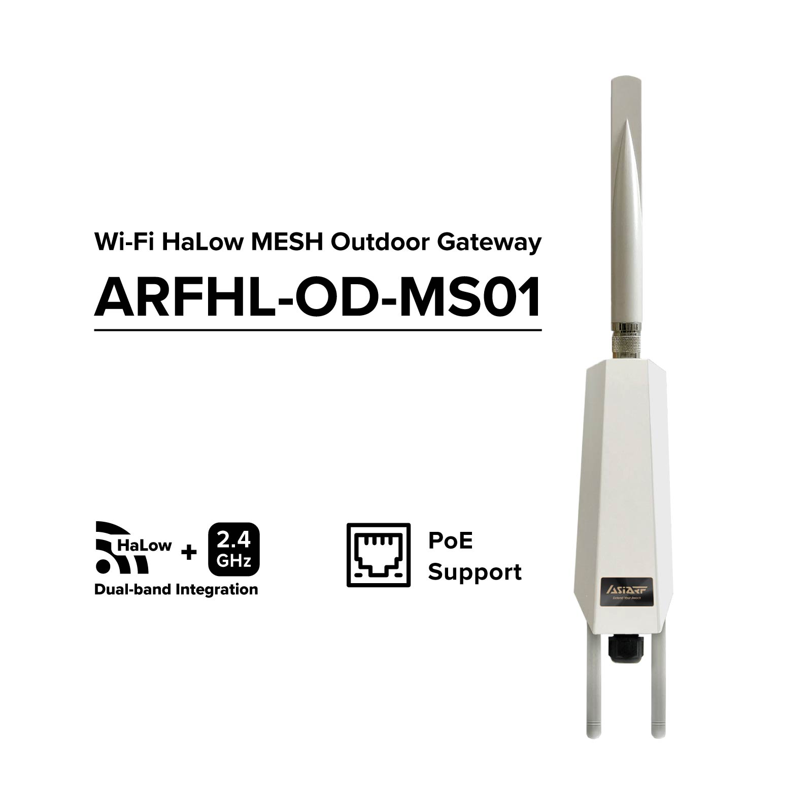 Wi-Fi HaLow MESH 屋外ゲートウェイ ARFHL-OD-MS01 (PoE 駆動)