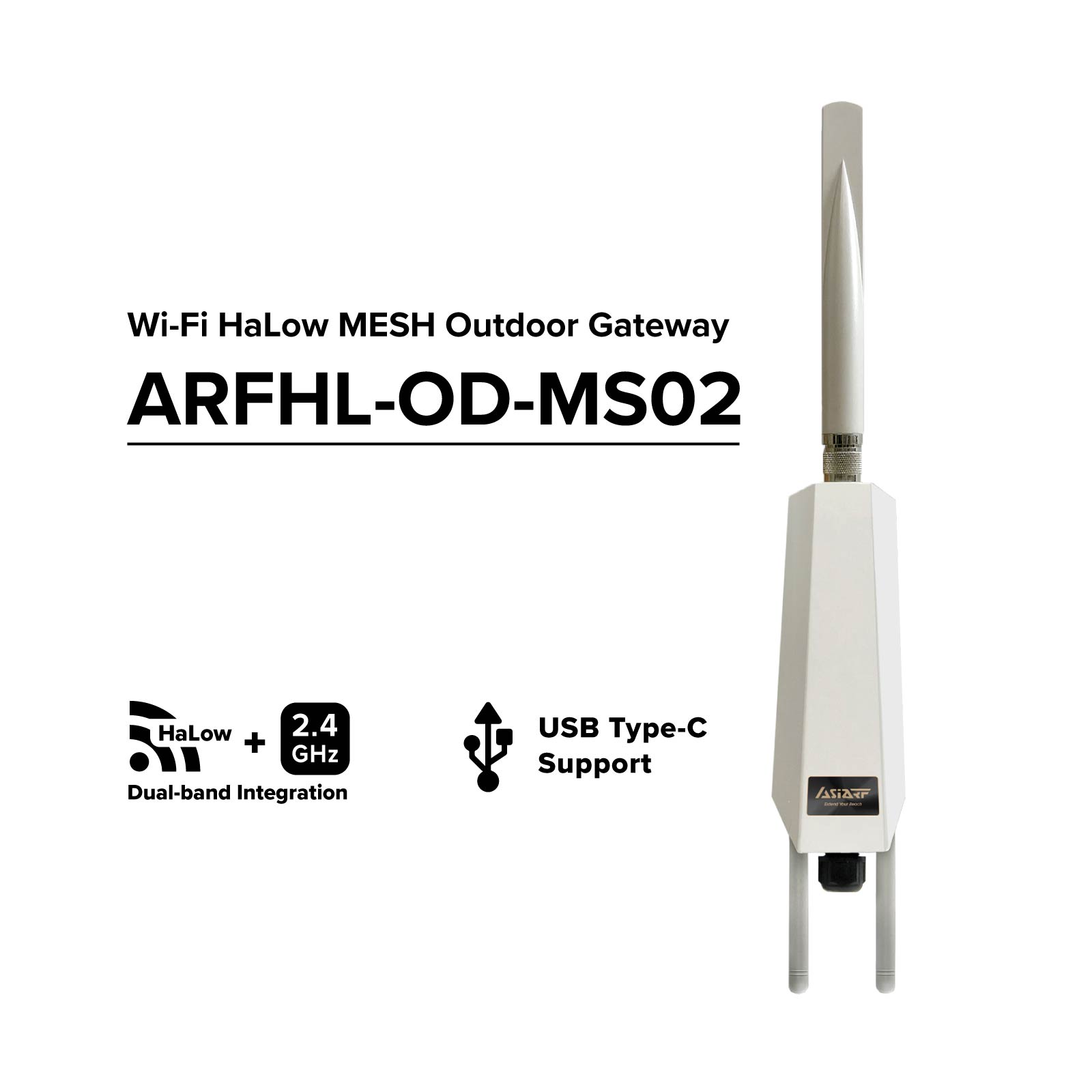 Wi-Fi HaLow MESH Outdoor Gateway ARFHL-OD-MS02 (Powered by Type-C)