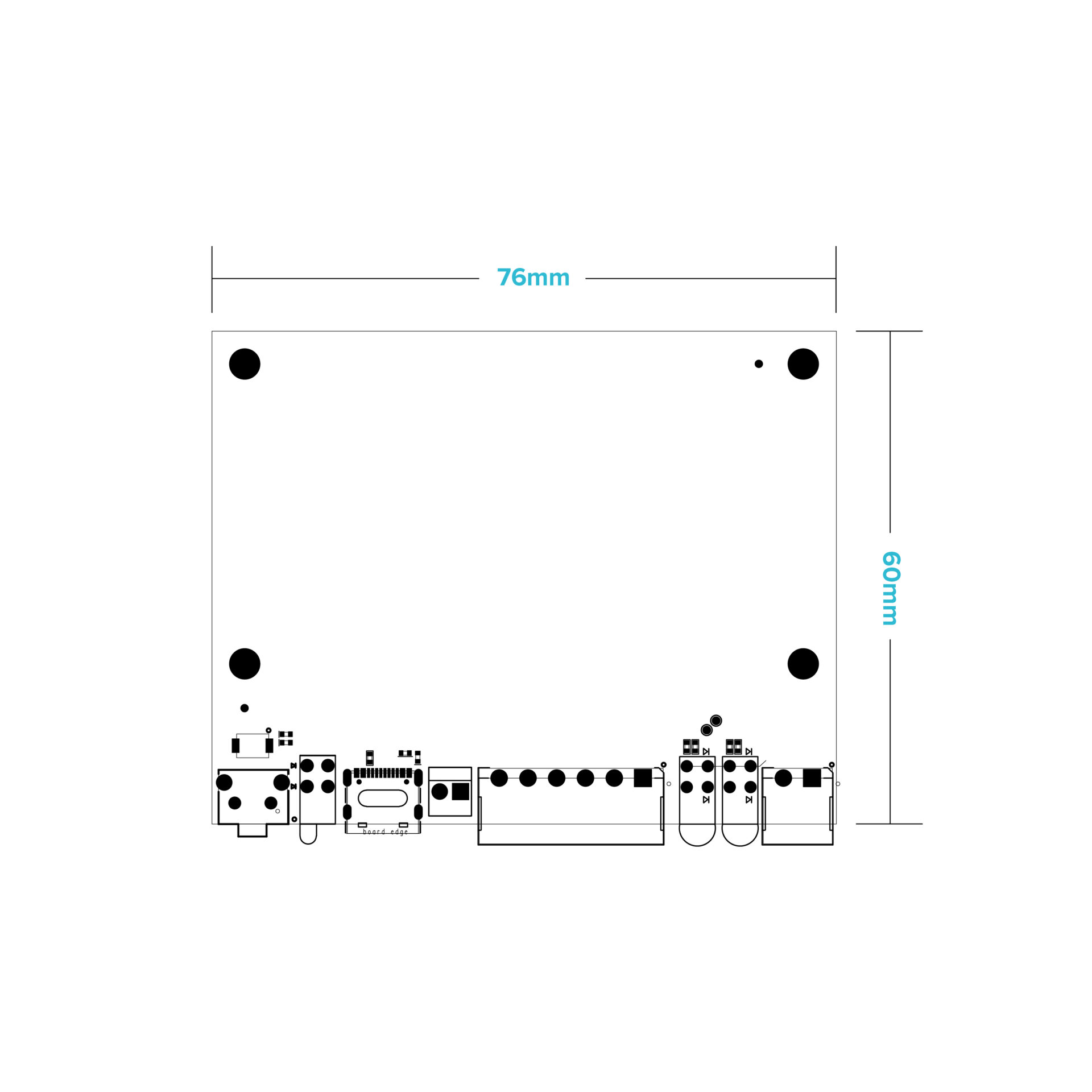 Wi-Fi HaLow IoT 強力な産業用リモート コントロール キット (RS232 RS485 I2C SPI インターフェイス付き) AWH575-MF1_Dimension