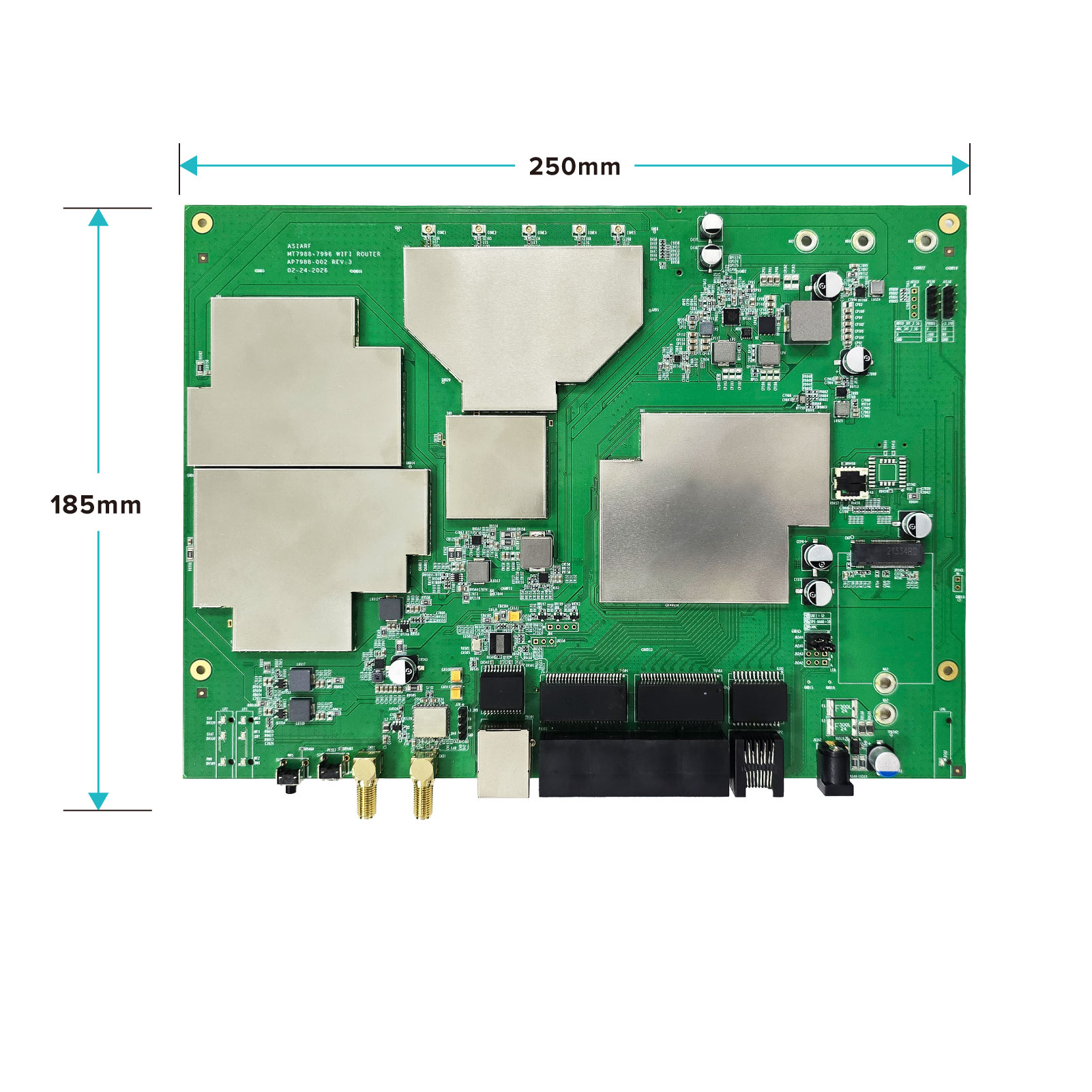 Wi-Fi 7 Development Platform BE19000 Tri-Band Tri-Concurrent 10Gbps PHY AP7988-002-Ap7988 002 Size