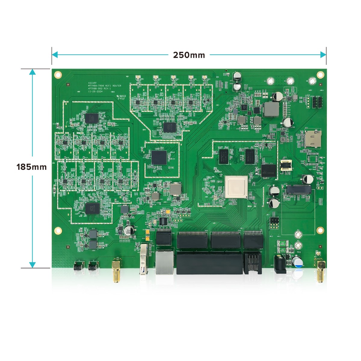 Wi-Fi 7 Router Board BE19000 Tri-Band Tri-Concurrent 10Gbps PHY AP7988-002_Size