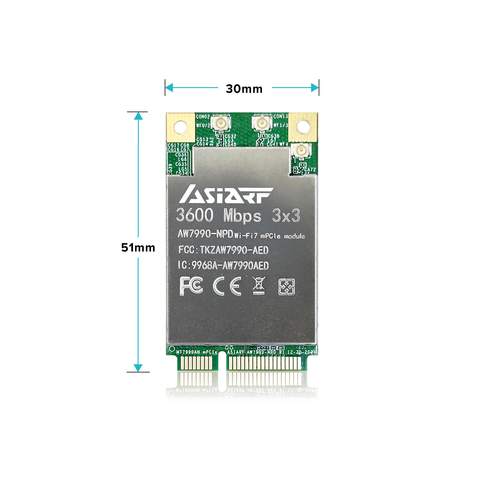 Wi-Fi 7 BE3600 Mini PCIe AP Module AW7990-NPD - size