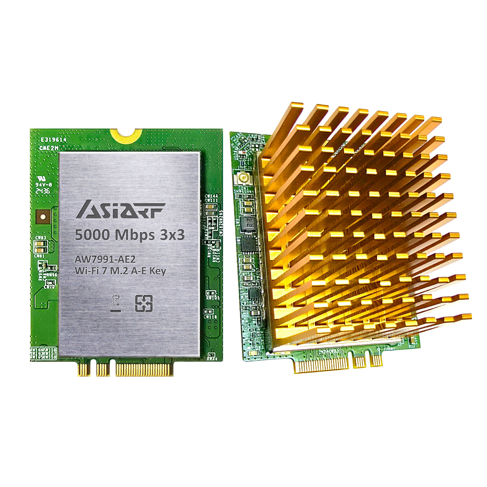 【Wi-Fi 7 SIMPLIFIED Package】11be 2×3 DBDC 5000Mbps M.2 A-E Key Module AW7991-AE2, Precision Coaxial Cables, and Wi-Fi Antenna Dipole dual bands 2.4/5GHz-AE2