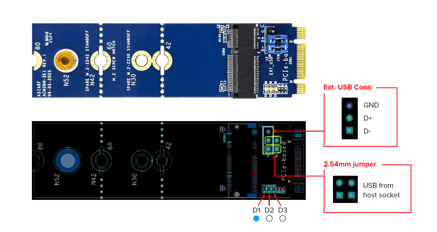 M.2 B+m Key To M.2 E Key Adapter Acm2bm 2e1 Cautions