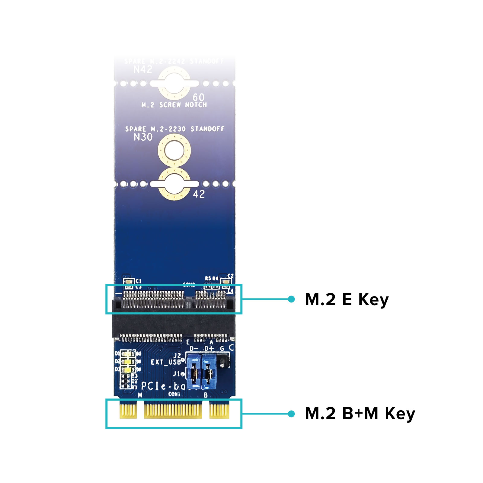 M.2 E Key to M.2 B+M Key Adapter ACM2BM-2E1 interface