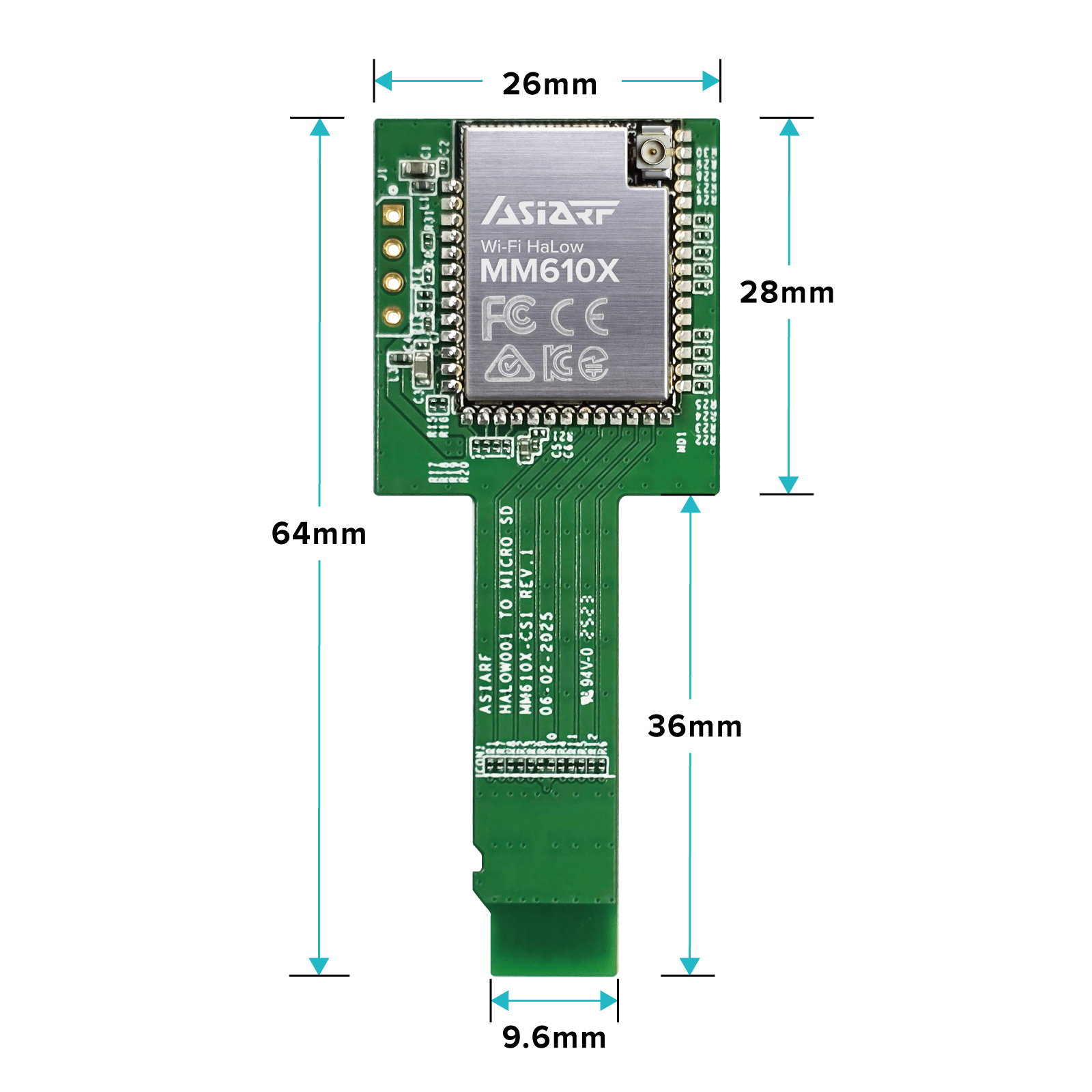 SD Converter Card for Wi-Fi HaLow Module Mm610x Cs1 Size SD Converter Card for Wi-Fi HaLow Module MM610X-CS1 Size