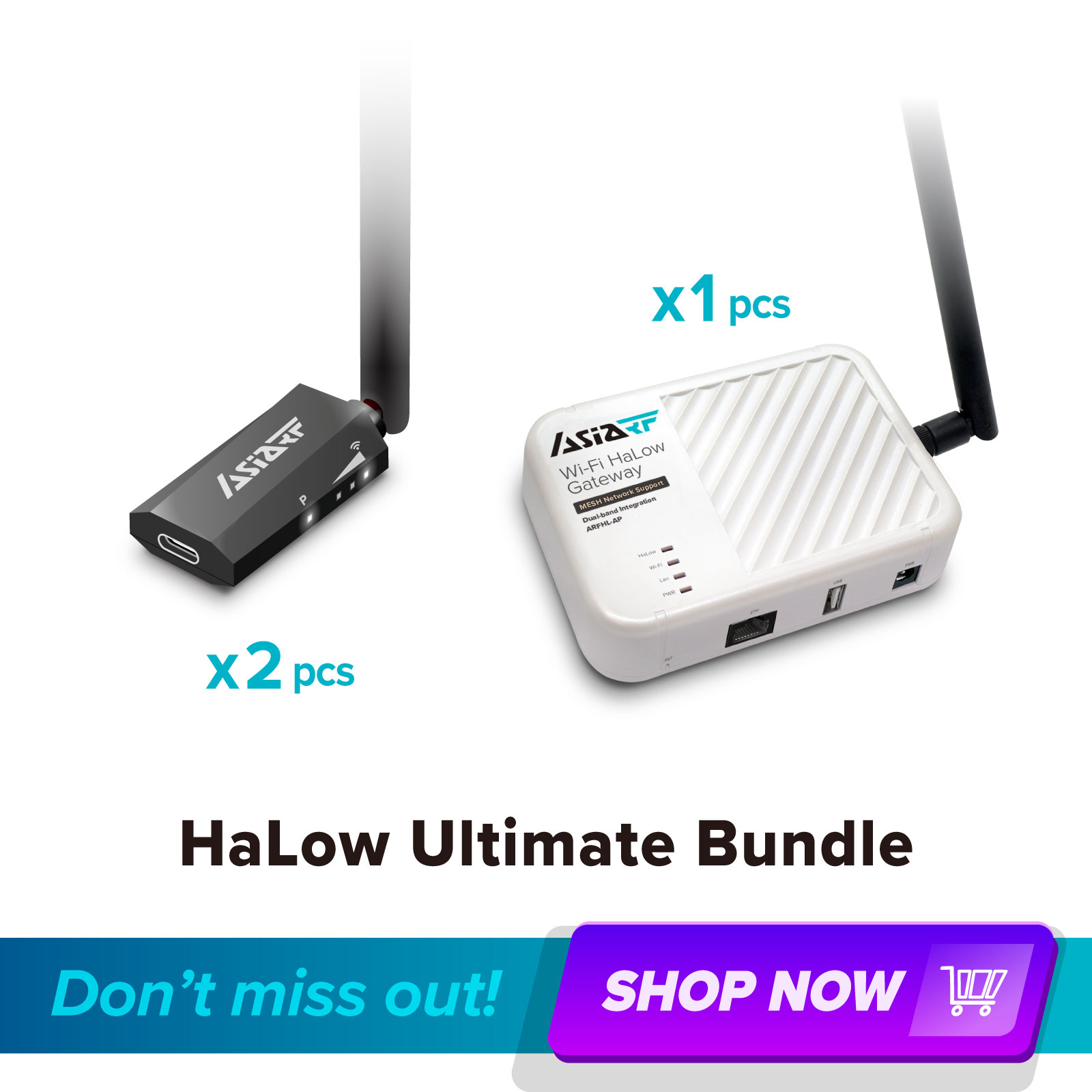 【HaLow Ultimate Bundle】Wi-Fi HaLow Gateways with Wi-Fi HaLow USB Dongles for Long-Range IoT Ap+fly X2