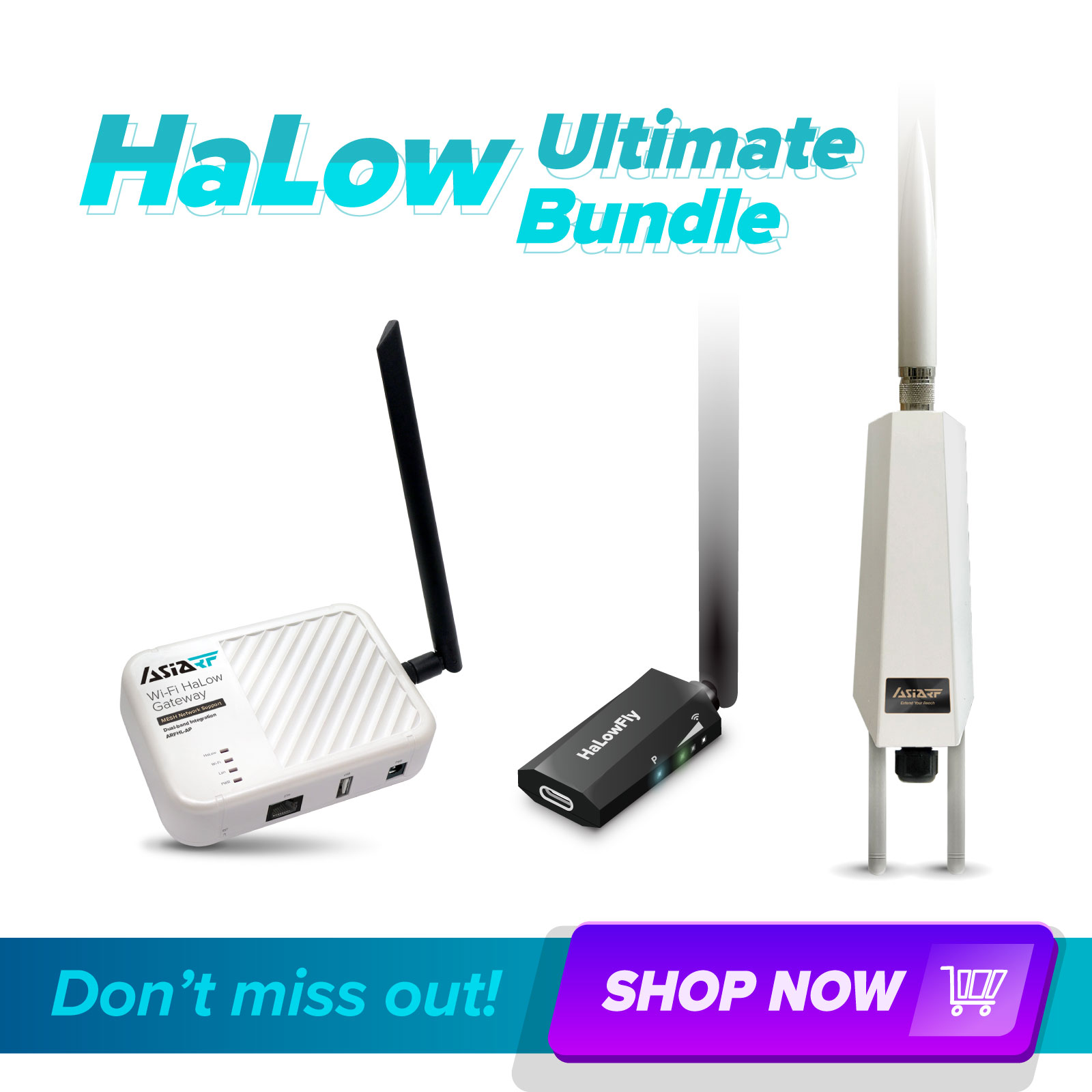 【HaLow Ultimate Bundle】Wi-Fi HaLow Gateways with Wi-Fi HaLow USB Dongles for Long-Range IoT-Set Ap+od+fly