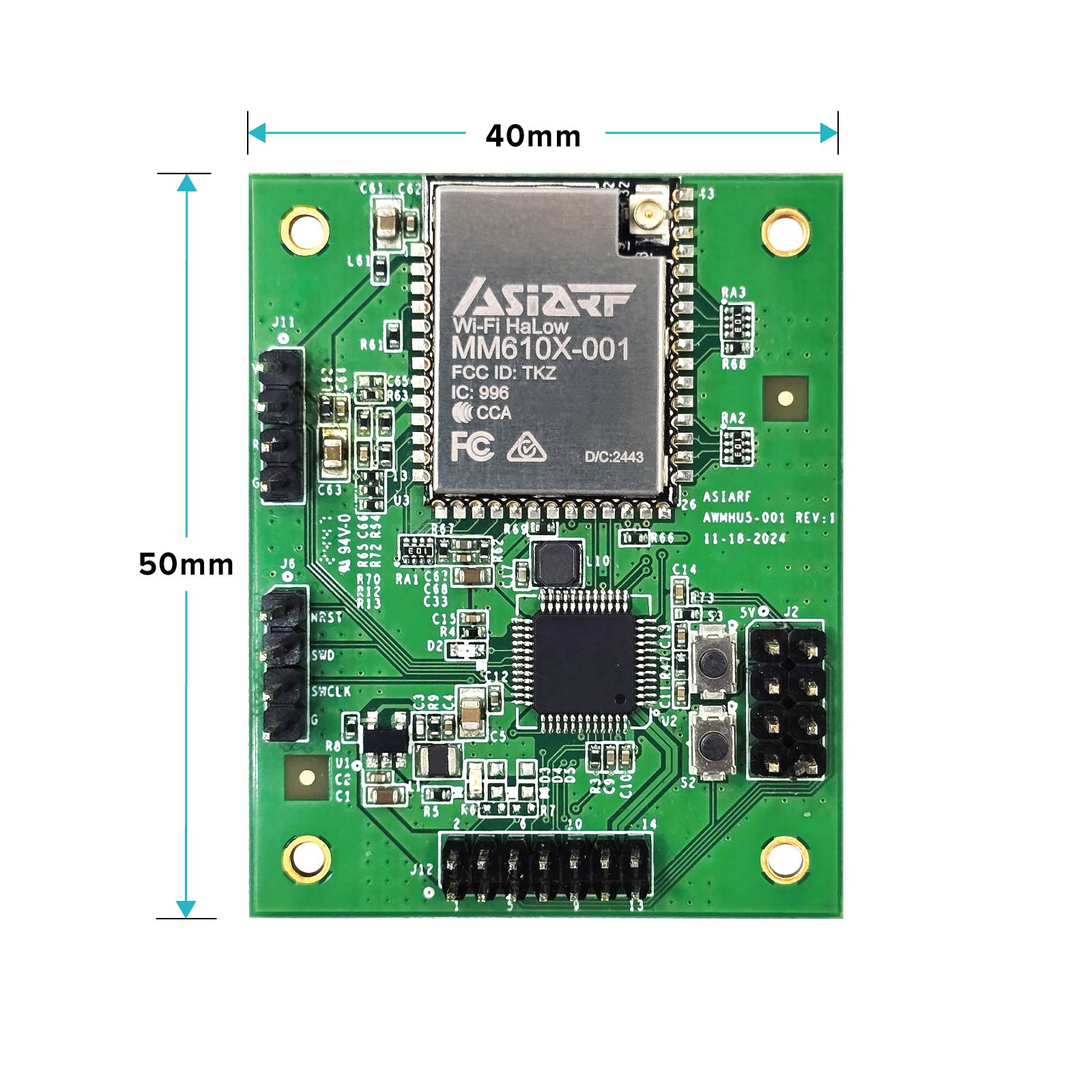 A versatile IoT solution integrating Wi-Fi HaLow wireless technology Universal HaLow Meter Module Awmhu5 001 1 Dimension-Awmhu5 001 1 Size A versatile IoT solution integrating Wi-Fi HaLow wireless technology Universal HaLow Meter Module Awmhu5 001 1 Dimension-Awmhu5 001 1 Size